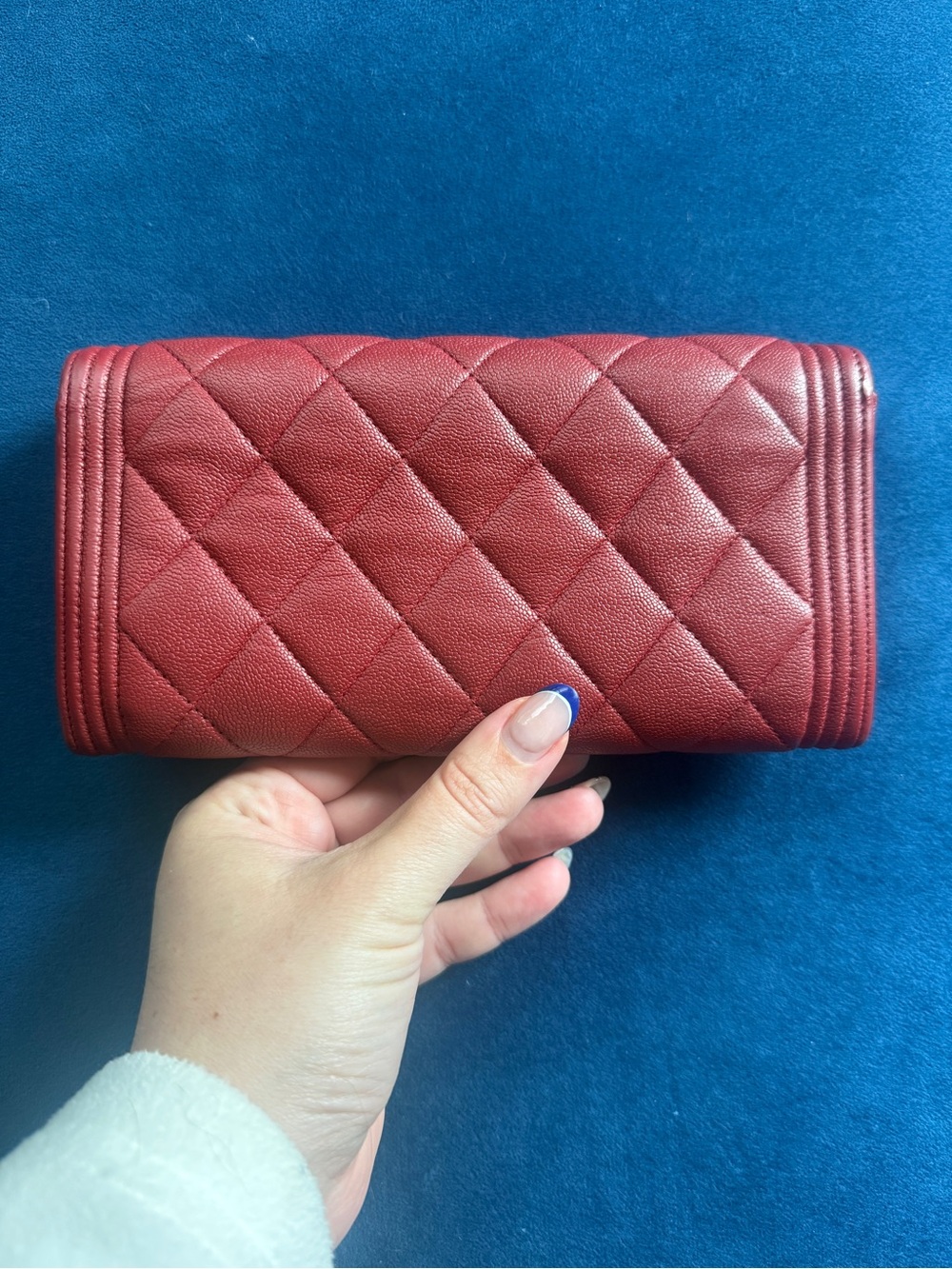 Authentic CHANEL Boy Continental Wallet Red Caviar Leather Ruthenium Hardware - Picture 4 of 10